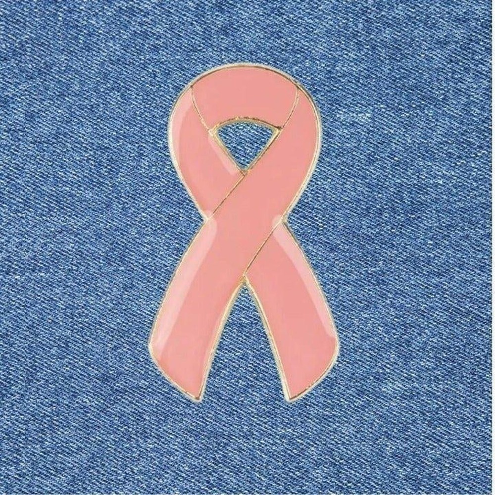 Pink Ribbon Breast Cancer Awareness Enamel Pin Gold Tone Lapel Hat Bag Accessory